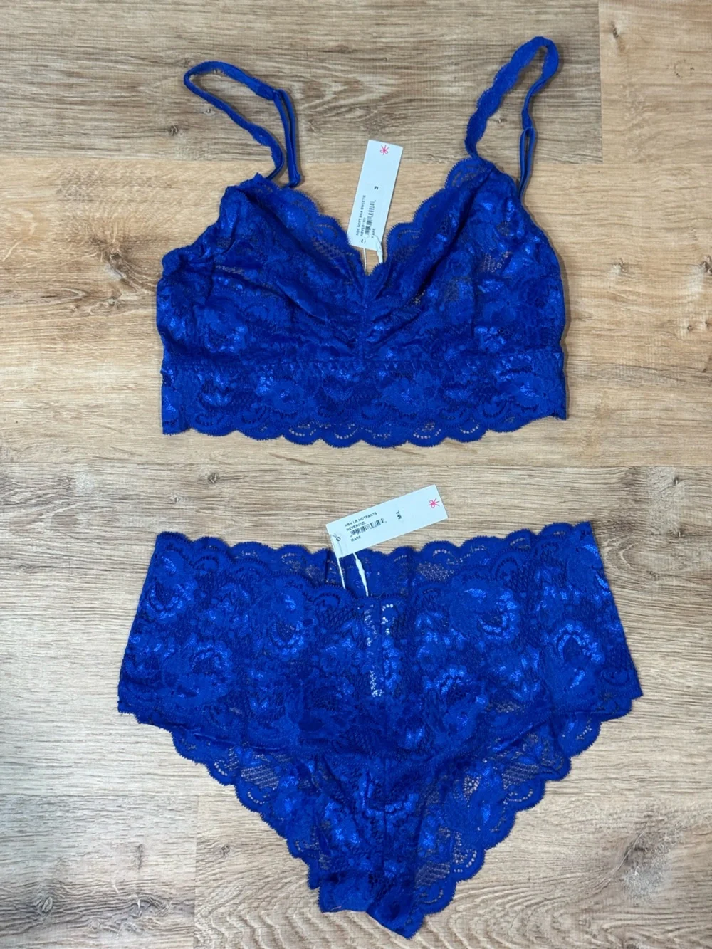 Cosabella Electric Blue Lace Bralette and Hipster Set